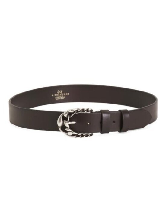 ❤️ASIA BELLUCCI Made In Italy Leather Braid Buckle Double Leaf Keeper Belt